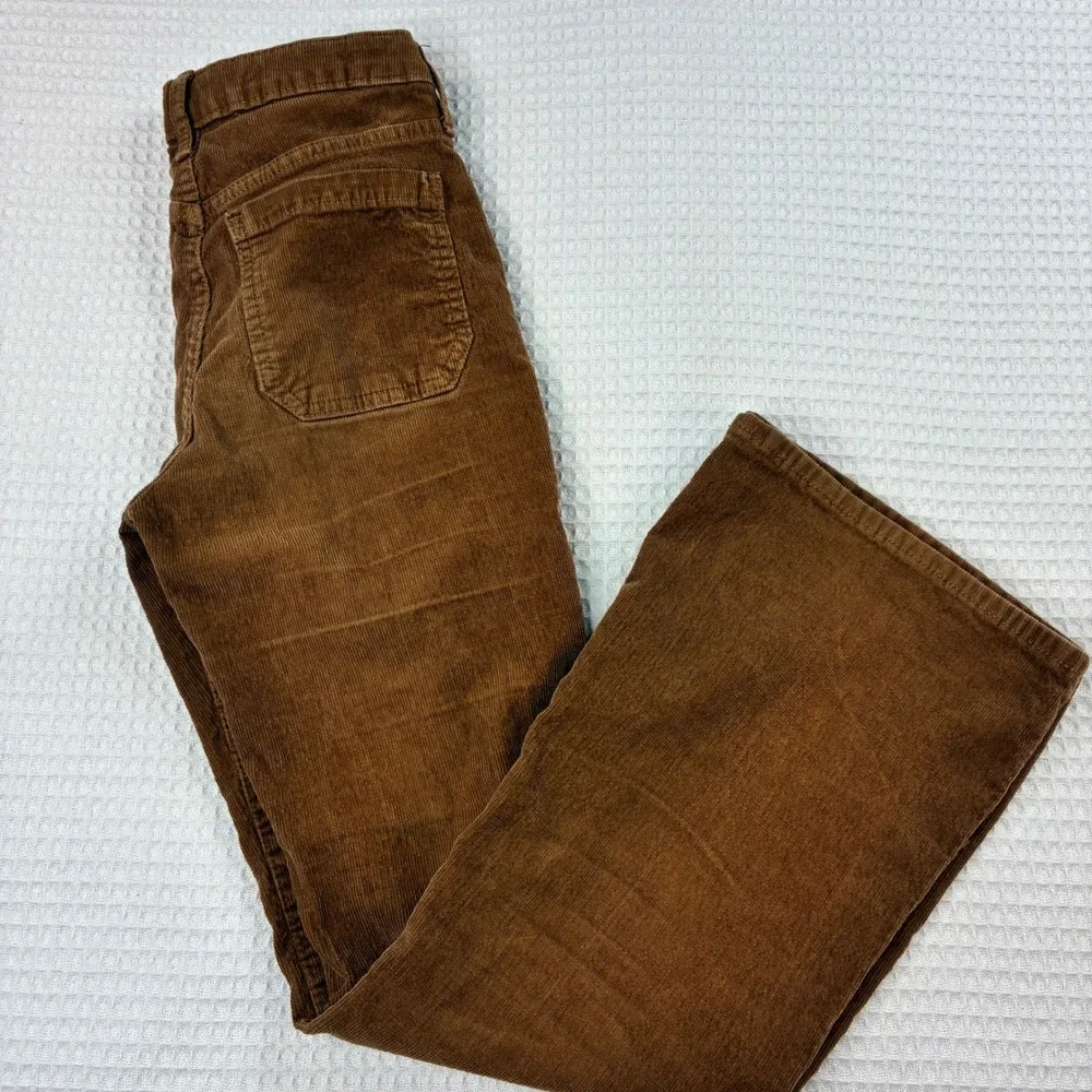Gap Kids Brown Corduroy '70s Flare Pants Size 14 Stretch Front Patch Pockets